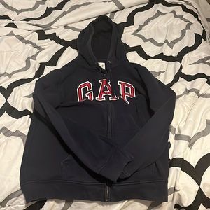 gap blue and red hoodie